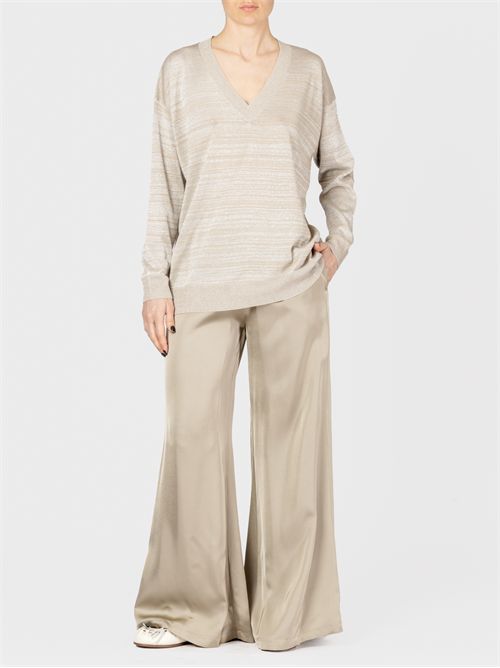 Linen and Cotton V-Neck Sweater with Lurex Threads FABIANA FILIPPI | MAD275F510L3791259